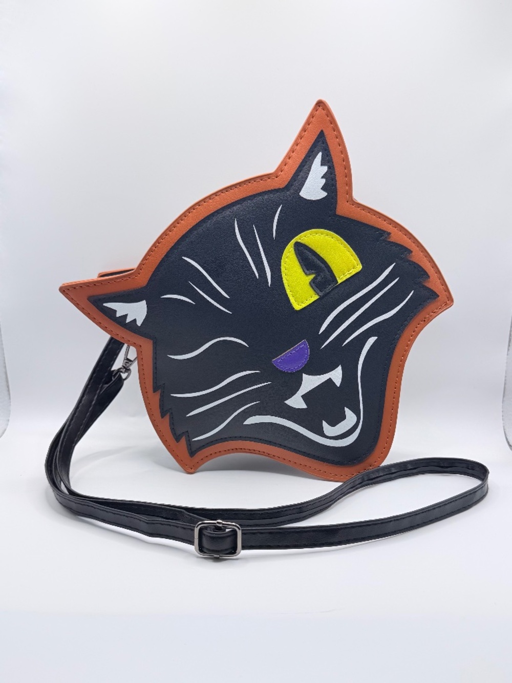 Spirit Halloween Winking Black Cat Crossbody Bag Purse Spooky Season Novelty